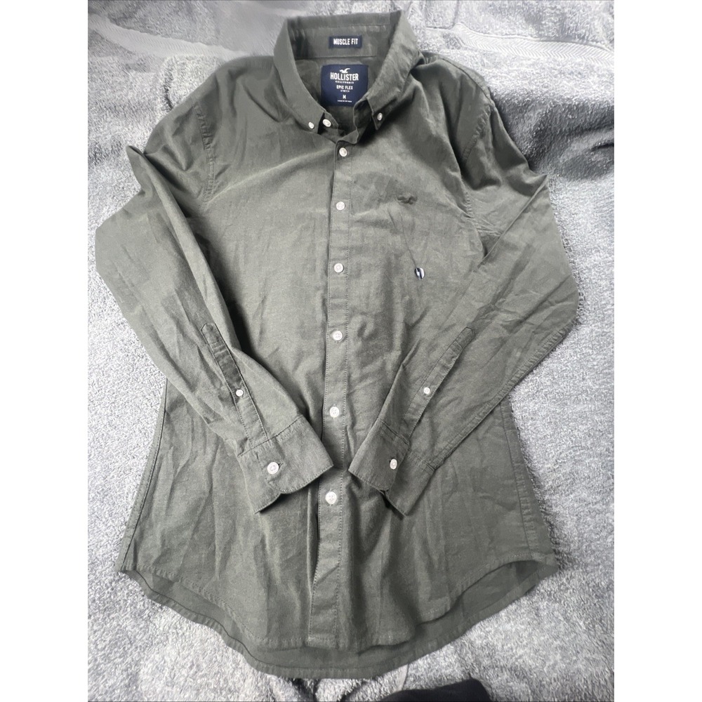 Hollister Shirt Mens Size Medium Epic Flex Stretch Muscle Fit Button Down Casual